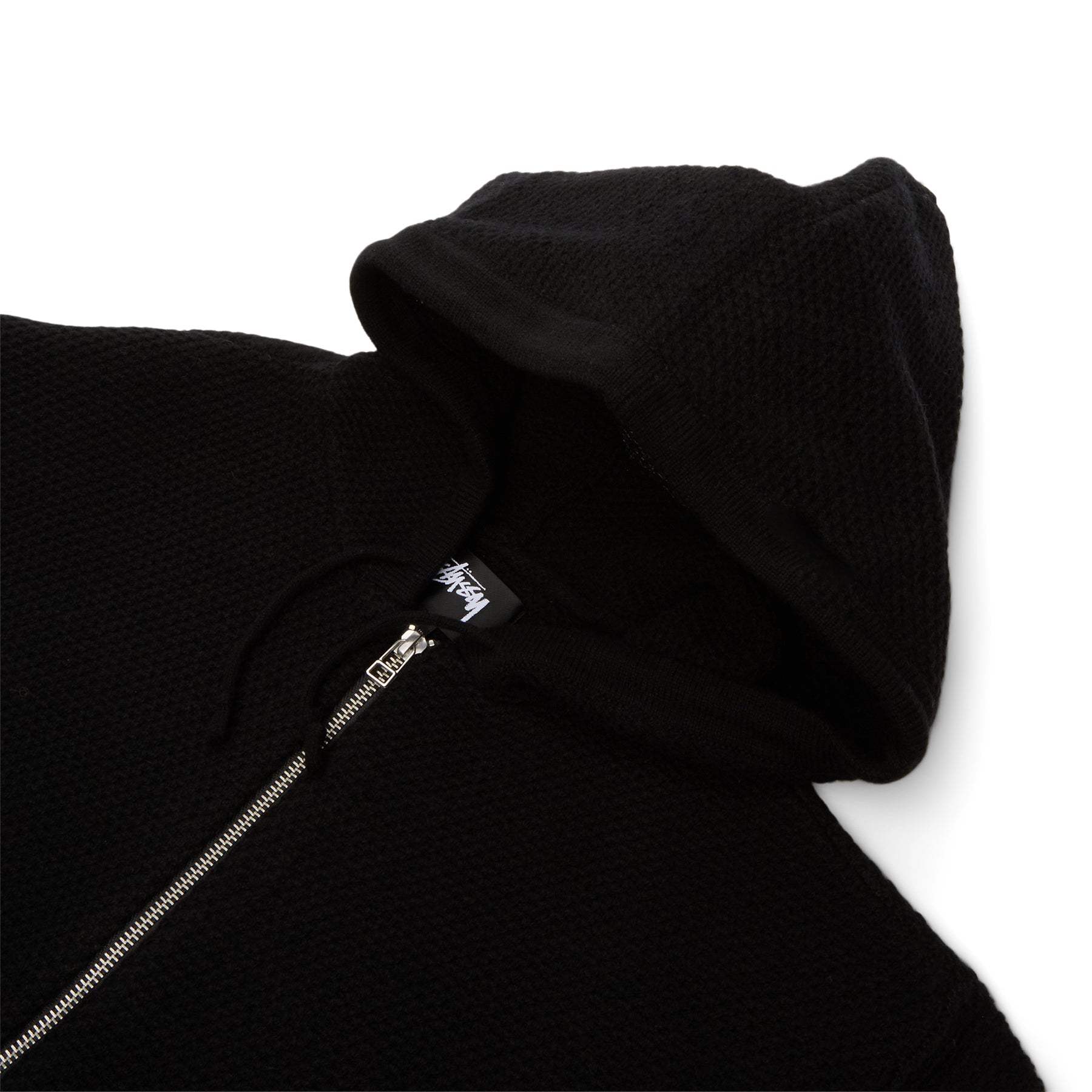Stussy Textured Zip Hooded Sweater (Black)