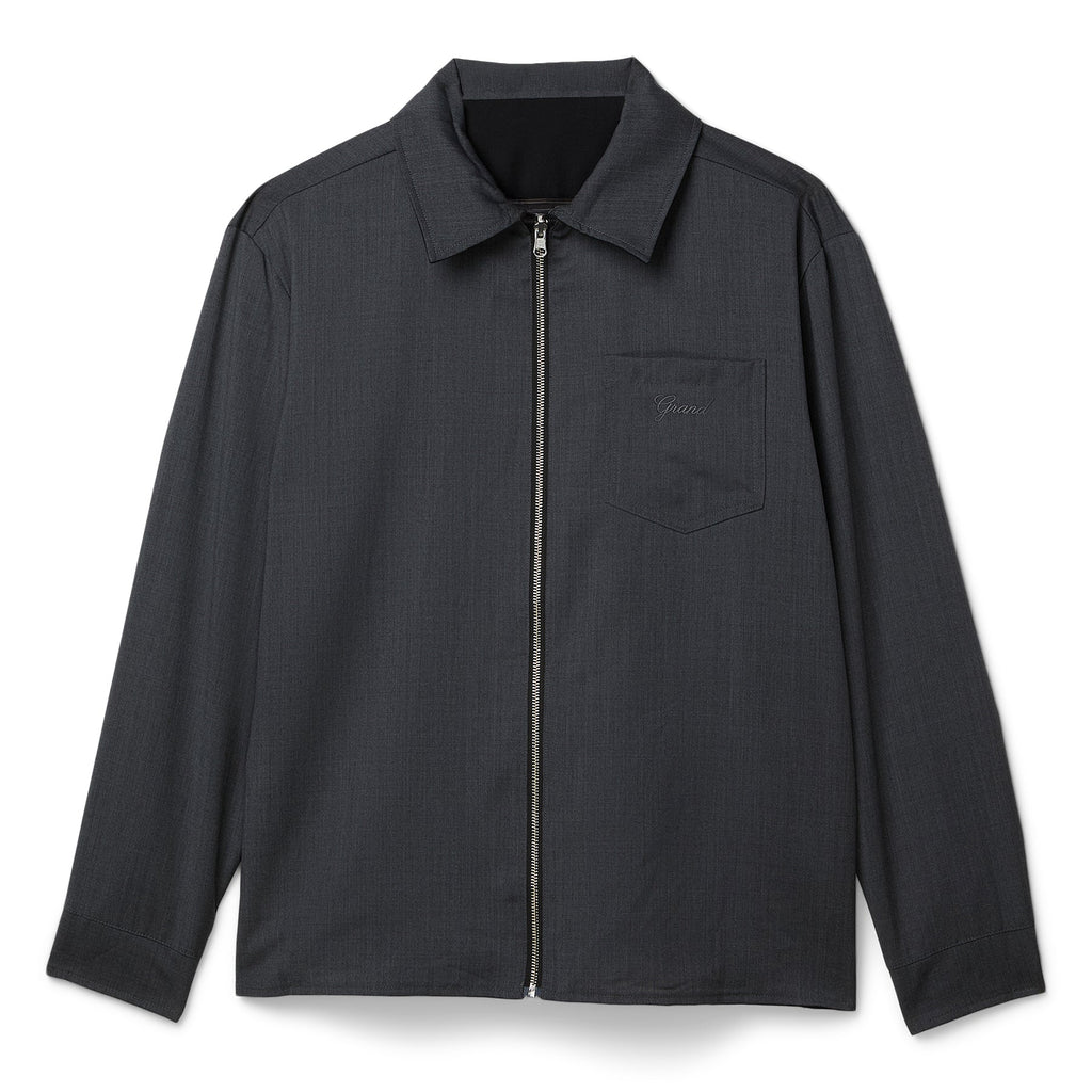 Grand Collection Reversible Wool Overshirt (Charcoal/Black)