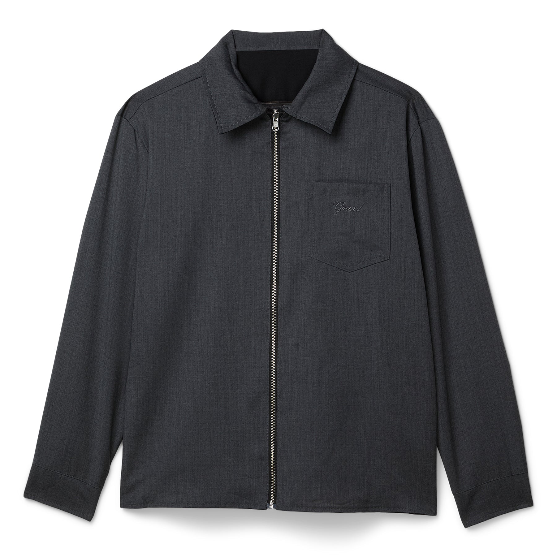 Grand Collection Reversible Wool Overshirt (Charcoal/Black)