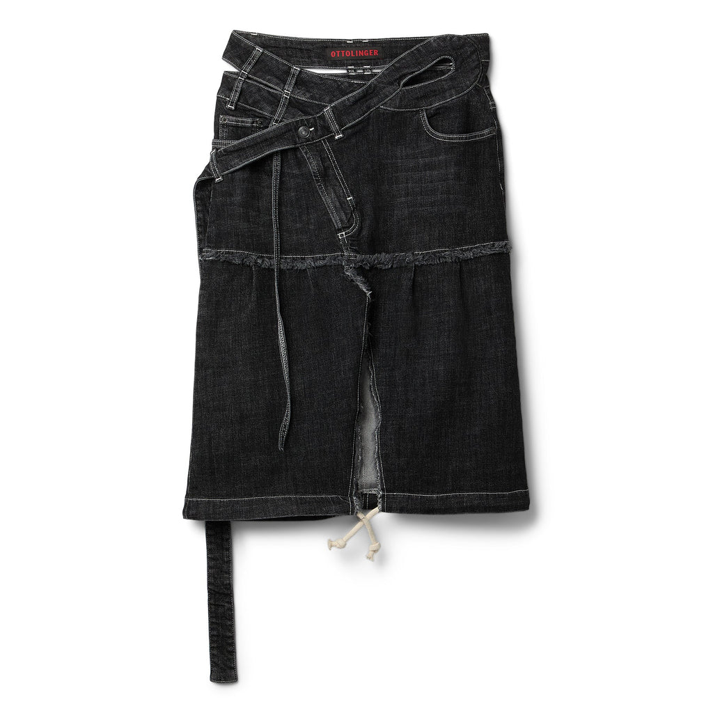 Ottolinger Signature Wrap Denim Skirt (Black wash)