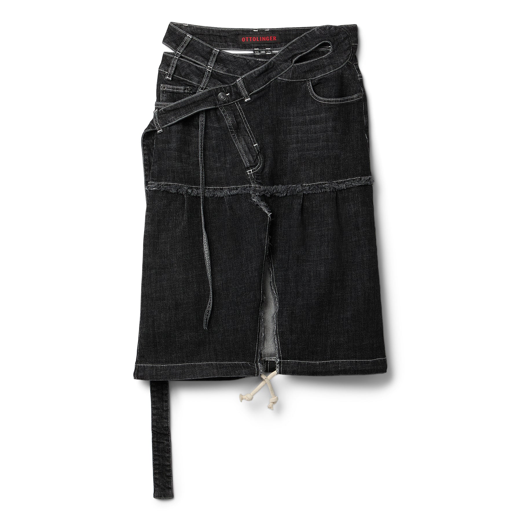 Ottolinger Signature Wrap Denim Skirt (Black wash)