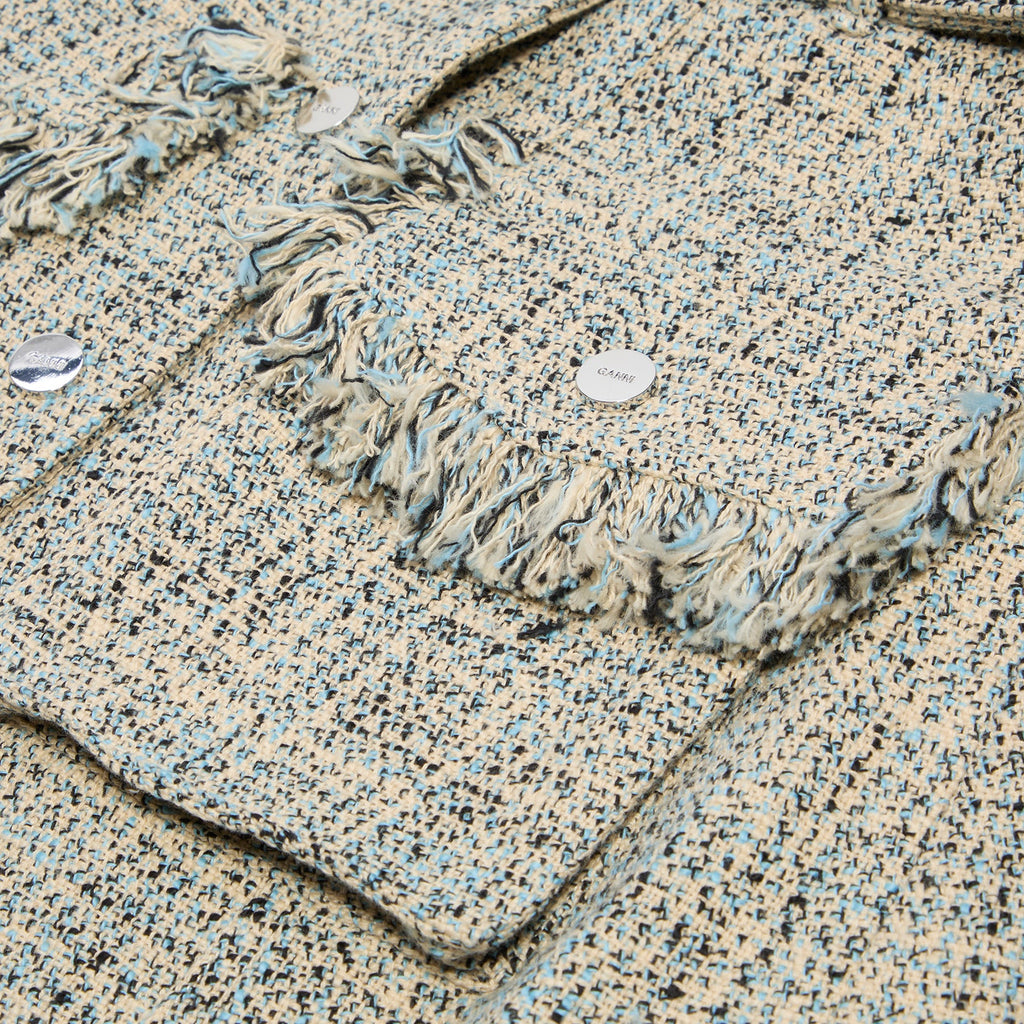 GANNI Summer Tweed Belt Mini Dress (Alaskan Blue)