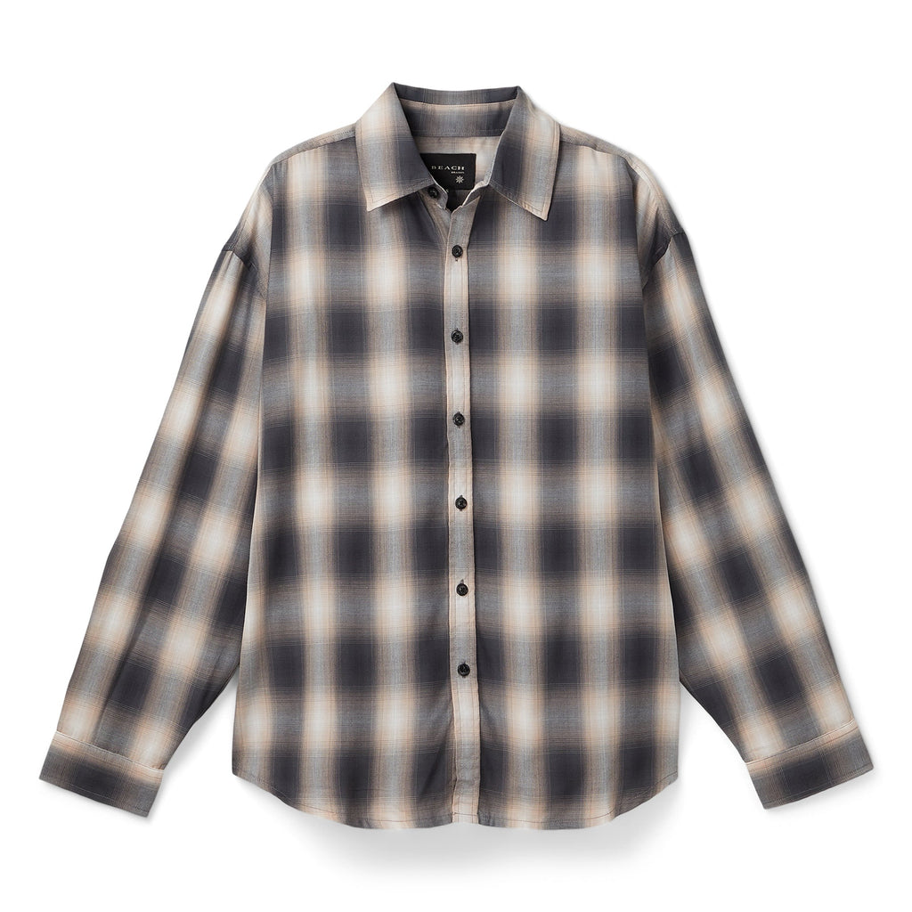 Beach Brains Drop Long Sleeve Shirt (Grey/Pink check)