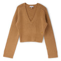 GANNI Wool Yak Mix Deep V-Neck (Tiger's Eye)