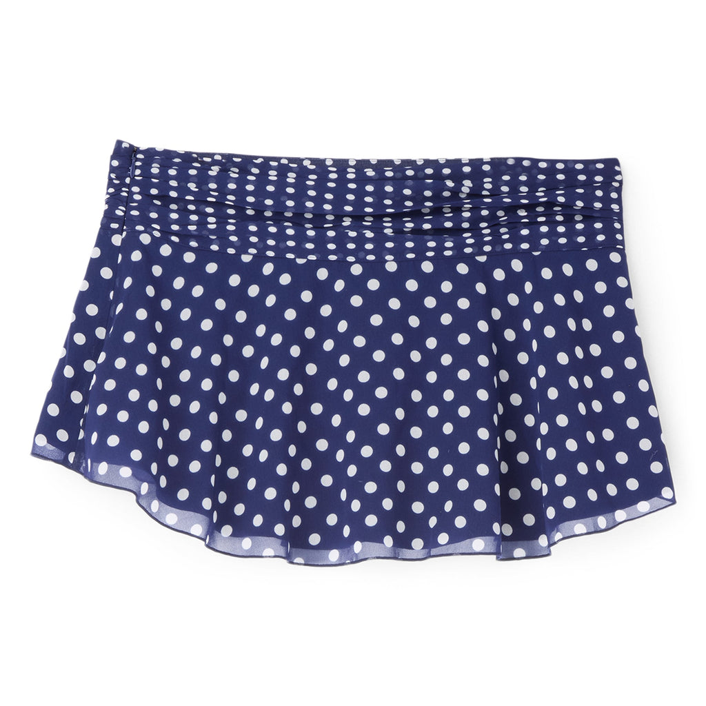 Danielle Guizio Chiffon Slit Mini Skirt (Navy polka dot)