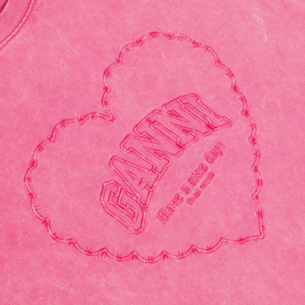 GANNI Heavy Cotton Heart T-shirt (Hot Pink)